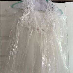 Elegant White Lace Flower Girl Dress